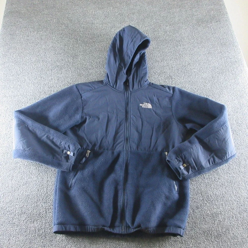 The North Face Jacket Boys XL Blue Hooded Fleece Full Zip Outdoor Hiking Trail
